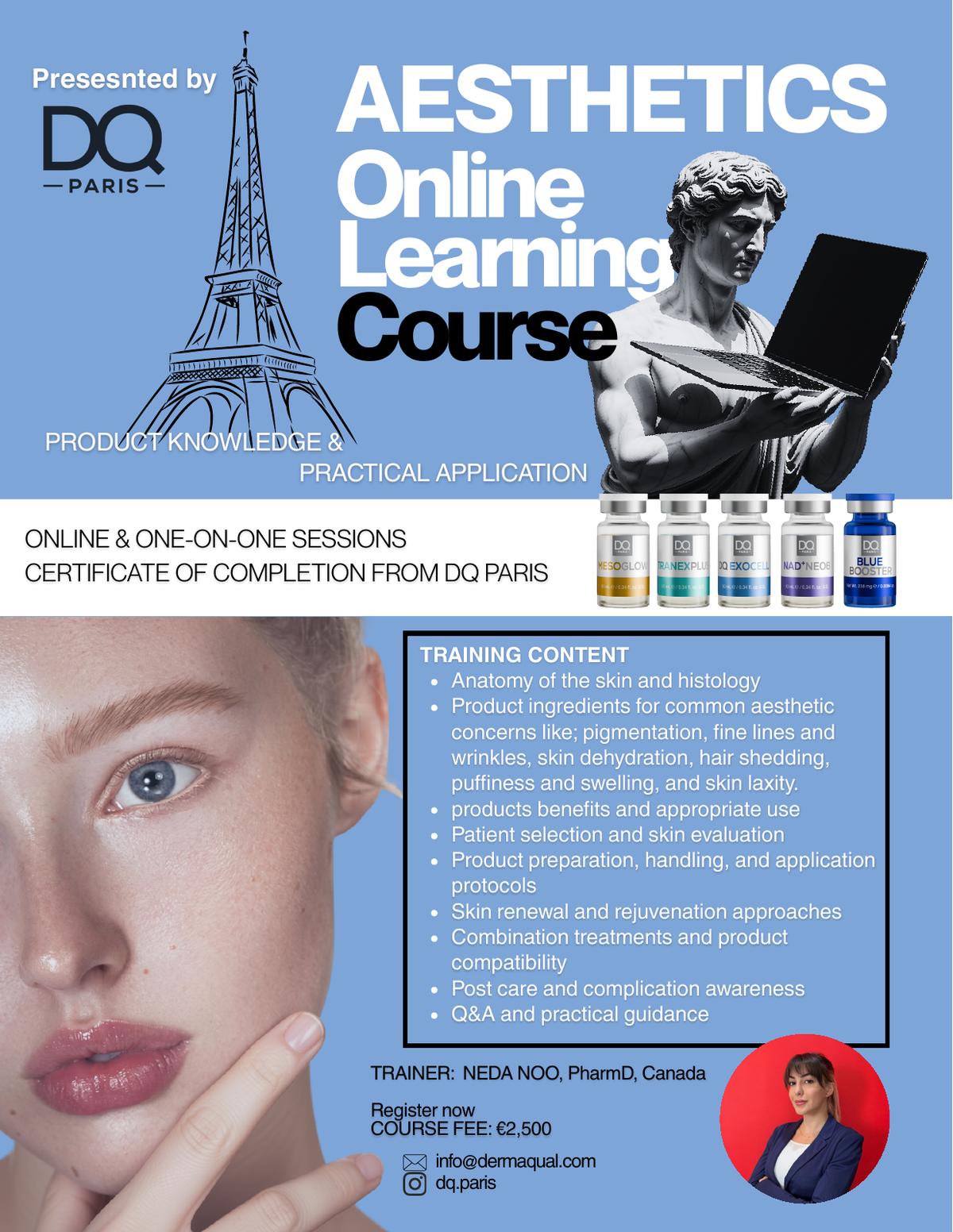 DQ Paris Aesthetics Online Learning course with Dr Neda